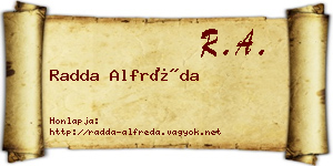 Radda Alfréda névjegykártya